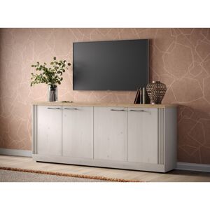 Balias Home Buffet/bahut contemporain 4 portes chêne blanc Elbeth Chêne blanc - Publicité Balias Home Buffet/bahut contemporain 4 portes chêne blanc Elbeth Chêne blanc - Publicité