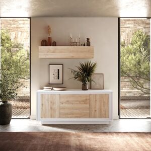 Balias Home Buffet/bahut moderne 180 cm laqué blanc mat/chêne cadiz Rosine Blanc laqué mat/chêne cadiz - Publicité Balias Home Buffet/bahut moderne 180 cm laqué blanc mat/chêne cadiz Rosine Blanc laqué mat/chêne cadiz - Publicité