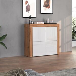 Deladeco Buffet haut contemporain blanc brillant/chêne wotan Neros Blanc brillant/chêne wotan - Publicité Deladeco Buffet haut contemporain blanc brillant/chêne wotan Neros Blanc brillant/chêne wotan - Publicité