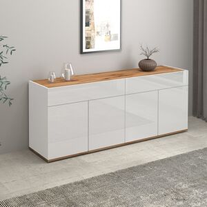 Deladeco Buffet/bahut moderne 160 cm blanc/chêne wotan Grana Blanc/chêne wotan - Publicité Deladeco Buffet/bahut moderne 160 cm blanc/chêne wotan Grana Blanc/chêne wotan - Publicité