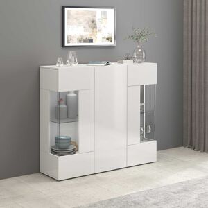 Deladeco Buffet haut moderne blanc brillant Keops Blanc brillant - Publicité Deladeco Buffet haut moderne blanc brillant Keops Blanc brillant - Publicité
