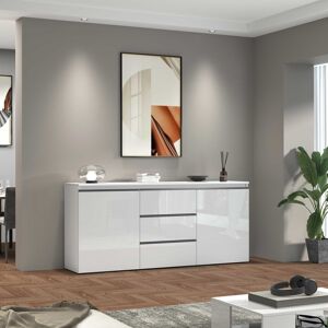 Deladeco Buffet/bahut moderne 180 cm blanc brillant Maeva Blanc brillant - Publicité Deladeco Buffet/bahut moderne 180 cm blanc brillant Maeva Blanc brillant - Publicité