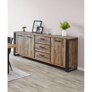 Deladeco Buffet/bahut industriel 225 cm chêne/noir Nessie Chêne - Publicité Deladeco Buffet/bahut industriel 225 cm chêne/noir Nessie Chêne - Publicité