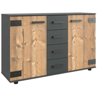 Deladeco Commode adulte style industriel 130 cm marron/graphite Nashville Marron - Publicité Deladeco Commode adulte style industriel 130 cm marron/graphite Nashville Marron - Publicité