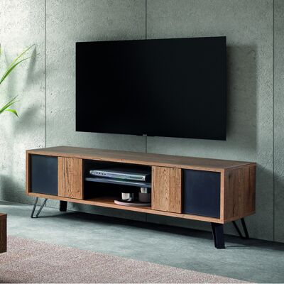 Deladeco Meuble TV industriel 156 cm chêne/noir Nixon Chêne/noir - Publicité Deladeco Meuble TV industriel 156 cm chêne/noir Nixon Chêne/noir - Publicité