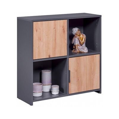 Deladeco Meuble de rangement contemporain 77 cm Aliciane Anthracite/chêne ou blanc/chêne - Publicité Deladeco Meuble de rangement contemporain 77 cm Aliciane Anthracite/chêne ou blanc/chêne - Publicité
