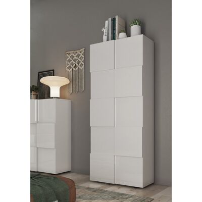 Balias Home Armoire d'entrée moderne blanc laqué brillant Milenor Blanc laqué brillant - Publicité Balias Home Armoire d'entrée moderne blanc laqué brillant Milenor Blanc laqué brillant - Publicité