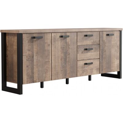 Deladeco Buffet/bahut style industriel 214 cm chêne foncé Clémentine Chêne foncé - Publicité Deladeco Buffet/bahut style industriel 214 cm chêne foncé Clémentine Chêne foncé - Publicité