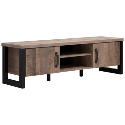 Deladeco Meuble TV style industriel 166 cm chêne foncé Clémentine Chêne foncé - Publicité Deladeco Meuble TV style industriel 166 cm chêne foncé Clémentine Chêne foncé - Publicité