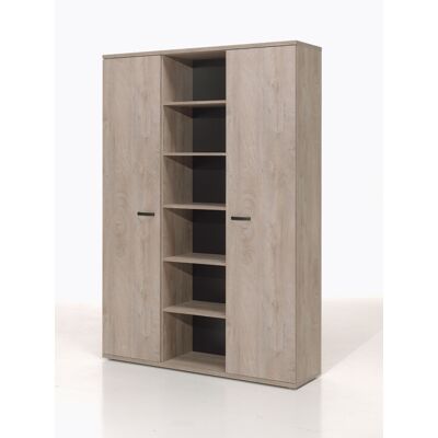 Deladeco Armoire haute de bureau contemporaine 160 cm chêne clair Othello Chêne clair - Publicité Deladeco Armoire haute de bureau contemporaine 160 cm chêne clair Othello Chêne clair - Publicité