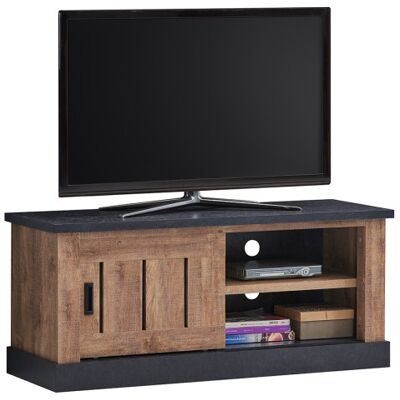 Deladeco Meuble TV style industriel 132 cm chêne/noir Adelaide Chêne/noir - Publicité Deladeco Meuble TV style industriel 132 cm chêne/noir Adelaide Chêne/noir - Publicité