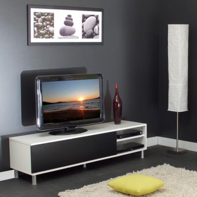 Deladeco Meuble TV contemporain coloris blanc/noir Timoé Blanc/noir - Publicité Deladeco Meuble TV contemporain coloris blanc/noir Timoé Blanc/noir - Publicité