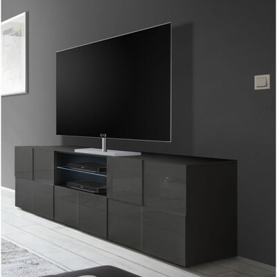 Balias Home Meuble TV moderne 181 cm laqué gris brillant Milenor Gris laqué brillant - Publicité Balias Home Meuble TV moderne 181 cm laqué gris brillant Milenor Gris laqué brillant - Publicité