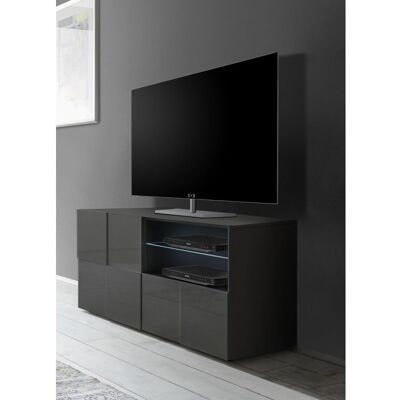 Balias Home Meuble TV moderne 121 cm laqué gris brillant Milenor Gris laqué brillant - Publicité Balias Home Meuble TV moderne 121 cm laqué gris brillant Milenor Gris laqué brillant - Publicité