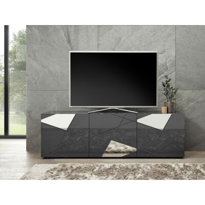 Balias Home Meuble TV moderne 181 cm gris laqué brillant Larissa Gris laqué brillant - Publicité Balias Home Meuble TV moderne 181 cm gris laqué brillant Larissa Gris laqué brillant - Publicité