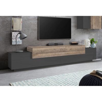 Deladeco Meuble TV moderne 240 cm anthracite/chêne Corso Anthracite/chêne - Publicité Deladeco Meuble TV moderne 240 cm anthracite/chêne Corso Anthracite/chêne - Publicité