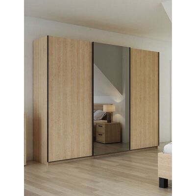 Deladeco Armoire adulte contemporaine 250 cm chêne sable Juliana Chêne sable - Publicité Deladeco Armoire adulte contemporaine 250 cm chêne sable Juliana Chêne sable - Publicité