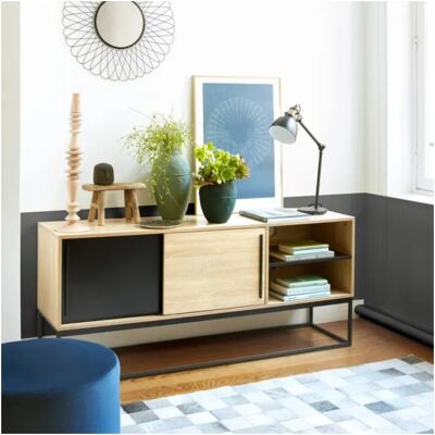 Deladeco Meuble TV industriel 150 cm chêne/noir Vinie Chêne/noir - Publicité Deladeco Meuble TV industriel 150 cm chêne/noir Vinie Chêne/noir - Publicité
