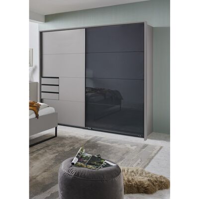 Deladeco Armoire moderne 2 portes coulissantes gris sahara/graphite Matilda Gris sahara/graphite - Publicité Deladeco Armoire moderne 2 portes coulissantes gris sahara/graphite Matilda Gris sahara/graphite - Publicité