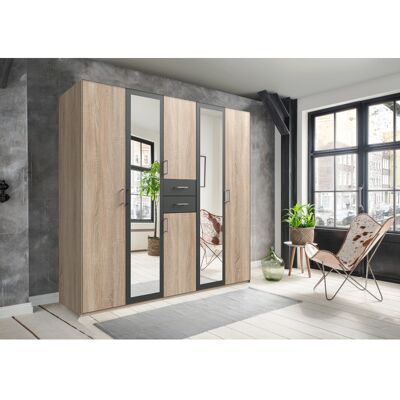 Deladeco Armoire adulte moderne 225 cm chêne/graphite Hortensia Chêne/graphite - Publicité Deladeco Armoire adulte moderne 225 cm chêne/graphite Hortensia Chêne/graphite - Publicité