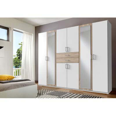 Deladeco Armoire adulte moderne 270 cm blanc/chêne Hortensia Blanc/chêne - Publicité Deladeco Armoire adulte moderne 270 cm blanc/chêne Hortensia Blanc/chêne - Publicité