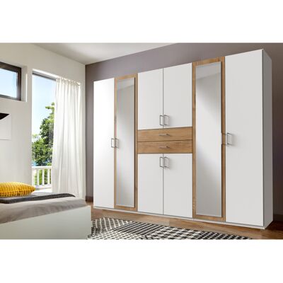 Deladeco Armoire adulte moderne 270 cm blanc/chêne poutre Hortensia Blanc/chêne poutre - Publicité Deladeco Armoire adulte moderne 270 cm blanc/chêne poutre Hortensia Blanc/chêne poutre - Publicité
