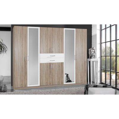 Deladeco Armoire adulte moderne 270 cm chêne/blanc Hortensia Chêne/blanc - Publicité Deladeco Armoire adulte moderne 270 cm chêne/blanc Hortensia Chêne/blanc - Publicité