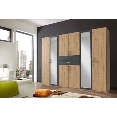 Deladeco Armoire adulte moderne 270 cm chêne artisan/graphite Hortensia Chêne artisan/graphite - Publicité Deladeco Armoire adulte moderne 270 cm chêne artisan/graphite Hortensia Chêne artisan/graphite - Publicité