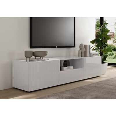 Vivabita Meuble TV moderne 184 cm laqué blanc brillant Janeiro Blanc laqué brillant - Publicité Vivabita Meuble TV moderne 184 cm laqué blanc brillant Janeiro Blanc laqué brillant - Publicité
