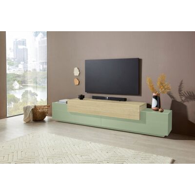 Deladeco Meuble TV moderne 240 cm vert sauge/chêne Corso Vert sauge/chêne - Publicité Deladeco Meuble TV moderne 240 cm vert sauge/chêne Corso Vert sauge/chêne - Publicité