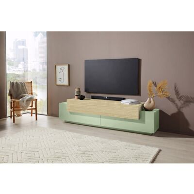 Deladeco Meuble TV moderne 200 cm vert sauge/chêne Corso Vert sauge/chêne - Publicité Deladeco Meuble TV moderne 200 cm vert sauge/chêne Corso Vert sauge/chêne - Publicité