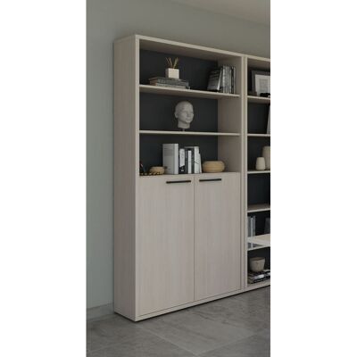 Deladeco Armoire combinée de bureau contemporaine chêne clair Lexos Chêne clair - Publicité Deladeco Armoire combinée de bureau contemporaine chêne clair Lexos Chêne clair - Publicité
