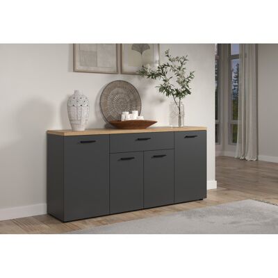 Deladeco Buffet/bahut moderne 180 cm anthracite/chêne Baggy - Publicité Deladeco Buffet/bahut moderne 180 cm anthracite/chêne Baggy - Publicité