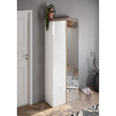 Vivabita Armoire d'entrée moderne blanc laqué/chêne clair Frida Blanc laqué brillant/chêne clair - Publicité Vivabita Armoire d'entrée moderne blanc laqué/chêne clair Frida Blanc laqué brillant/chêne clair - Publicité