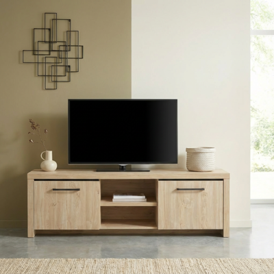 Deladeco Meuble TV contemporain 160 cm chêne ivoire Spirit Chêne ivoire - Publicité Deladeco Meuble TV contemporain 160 cm chêne ivoire Spirit Chêne ivoire - Publicité