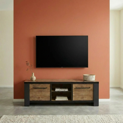 Deladeco Meuble TV industriel 160 cm chene foncé Samira Chêne foncé - Publicité Deladeco Meuble TV industriel 160 cm chene foncé Samira Chêne foncé - Publicité