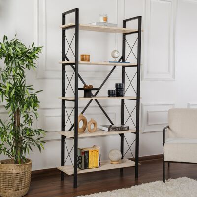 Deladeco Etagère industrielle H 180 cm en métal noir Booker Travertin - Publicité Deladeco Etagère industrielle H 180 cm en métal noir Booker Travertin - Publicité