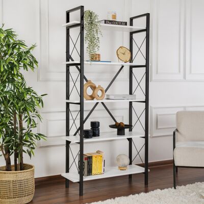 Deladeco Etagère industrielle H 180 cm en métal noir Booker Blanc - Publicité Deladeco Etagère industrielle H 180 cm en métal noir Booker Blanc - Publicité