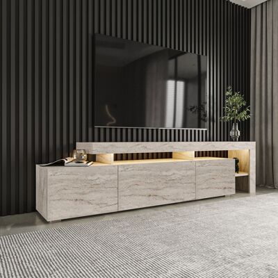 Deladeco Meuble TV contemporain 192 cm coloris travertin Bella Travertin - Publicité Deladeco Meuble TV contemporain 192 cm coloris travertin Bella Travertin - Publicité