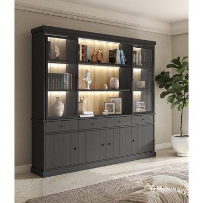 Deladeco Bibliothèque contemporaine 240 cm chêne noir Valeria Chêne noir - Publicité Deladeco Bibliothèque contemporaine 240 cm chêne noir Valeria Chêne noir - Publicité