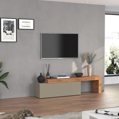 Deladeco Meuble TV extensible 180/290 cm taupe/chêne wotan Neros Taupe/chêne wotan - Publicité Deladeco Meuble TV extensible 180/290 cm taupe/chêne wotan Neros Taupe/chêne wotan - Publicité
