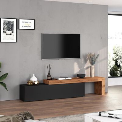 Deladeco Meuble TV extensible 190/350 cm anthracite mat/chêne wotan Neros Anthracite mat/chêne wotan - Publicité Deladeco Meuble TV extensible 190/350 cm anthracite mat/chêne wotan Neros Anthracite mat/chêne wotan - Publicité