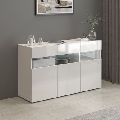Deladeco Buffet/bahut moderne 130 cm blanc brillant Enaya Blanc brillant - Publicité Deladeco Buffet/bahut moderne 130 cm blanc brillant Enaya Blanc brillant - Publicité