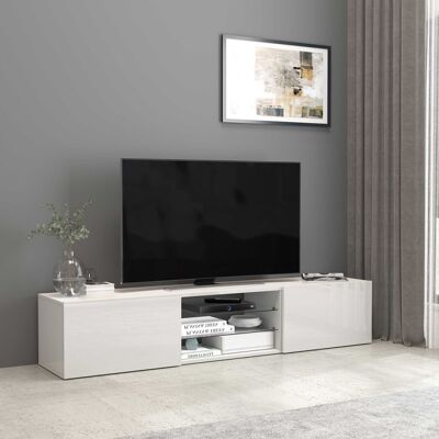 Deladeco Meuble TV moderne 180 cm blanc brillant Keops Blanc brillant - Publicité Deladeco Meuble TV moderne 180 cm blanc brillant Keops Blanc brillant - Publicité