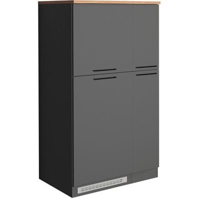 Deladeco Meuble pour frigo encastrable 90 cm anthracite mat/chêne wotan Solena Anthracite mat/chêne wotan - Publicité Deladeco Meuble pour frigo encastrable 90 cm anthracite mat/chêne wotan Solena Anthracite mat/chêne wotan - Publicité