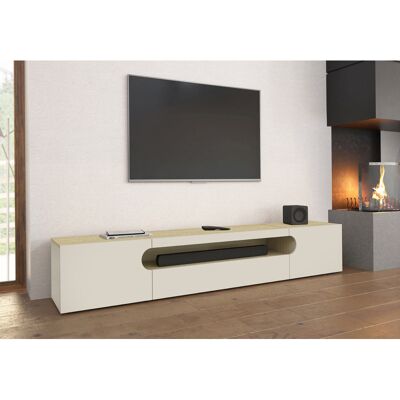 Deladeco Meuble TV moderne 240 cm chêne/cachemire Regina Chêne/cachemire - Publicité Deladeco Meuble TV moderne 240 cm chêne/cachemire Regina Chêne/cachemire - Publicité