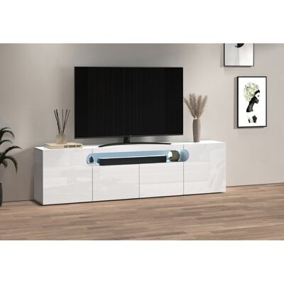 Deladeco Meuble TV moderne 200 cm blanc brillant Regina Blanc brillant - Publicité Deladeco Meuble TV moderne 200 cm blanc brillant Regina Blanc brillant - Publicité
