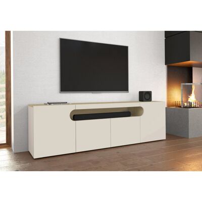 Deladeco Meuble TV moderne 200 cm chêne/cachemire Regina Chêne/cachemire - Publicité Deladeco Meuble TV moderne 200 cm chêne/cachemire Regina Chêne/cachemire - Publicité