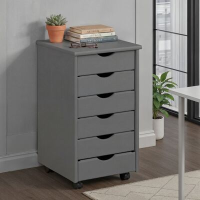 Deladeco Caisson de bureau moderne en pin massif laqué gris Simon Gris laqué - Publicité Deladeco Caisson de bureau moderne en pin massif laqué gris Simon Gris laqué - Publicité