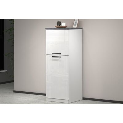 Deladeco Armoire de cuisine moderne blanc/béton Solena Blanc brillant/béton - Publicité Deladeco Armoire de cuisine moderne blanc/béton Solena Blanc brillant/béton - Publicité
